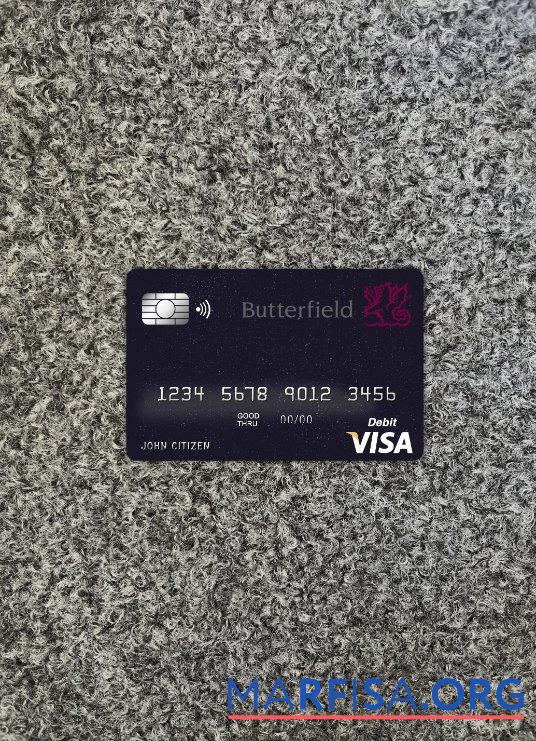 Blank Barbados Butterfield bank visa card photolook front sample